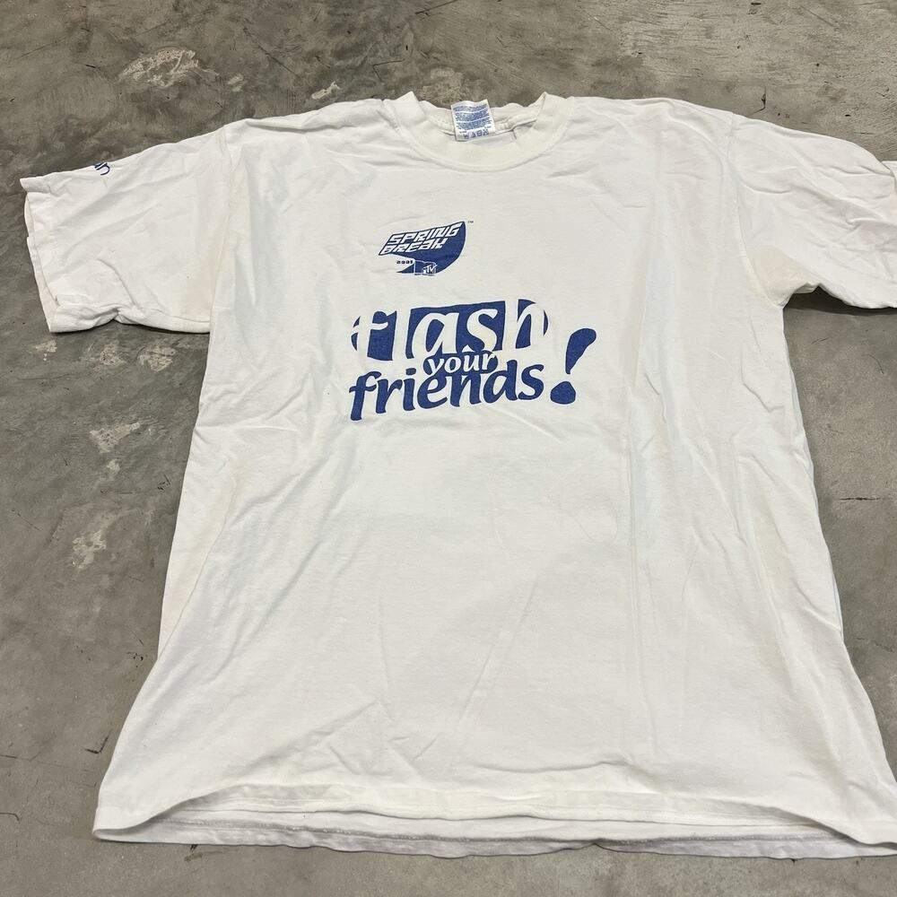 Vintage Flash Your Friends Tshirt Size Larg White MTV Promo Graphic 2001 Spring